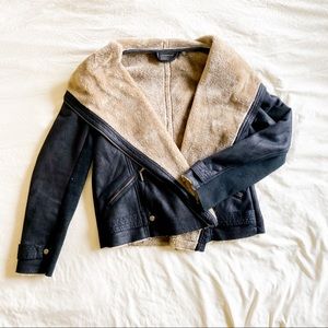 Weatherproof faux fur lined moto jacket